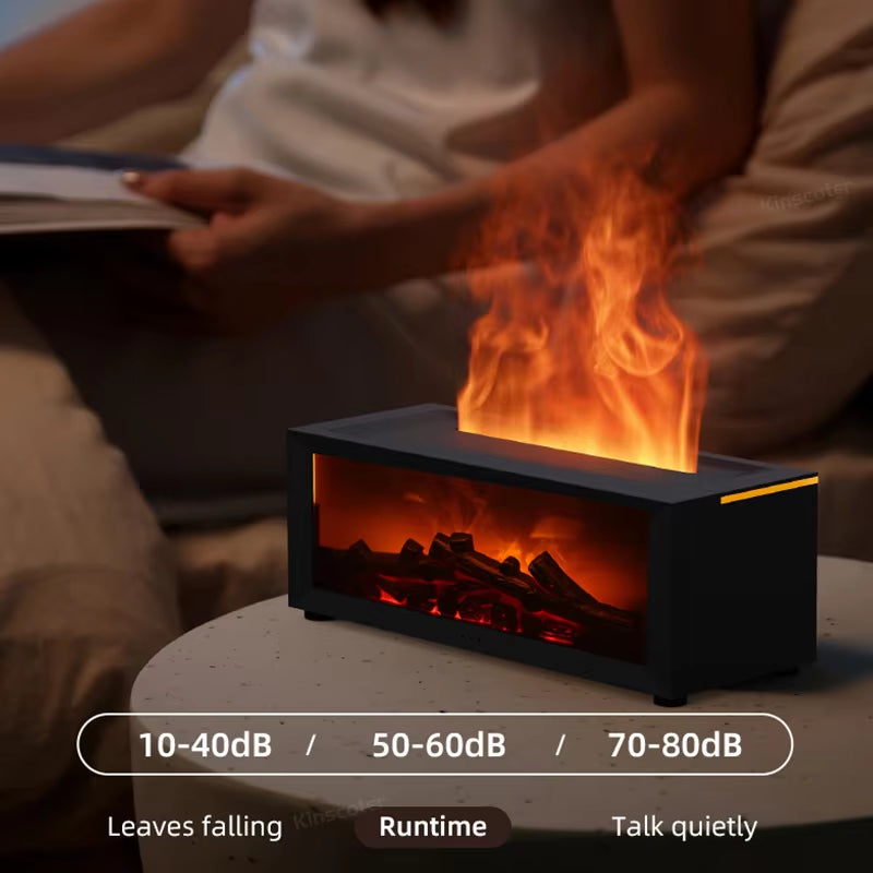 Colorful Flame Fireplace Aroma Diffuser Waterless Auto-Off Air Humidifier with Timer Remote Control for Home Room Creative Gift