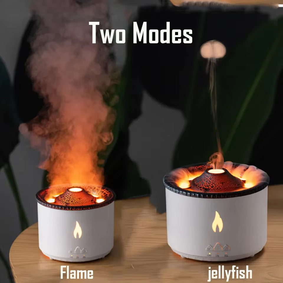 Volcano Fire Flame Air Humidifier Aroma Diffuser Essential Oil with Remote Control Jellyfish for Home Perfume Cool Mist Maker