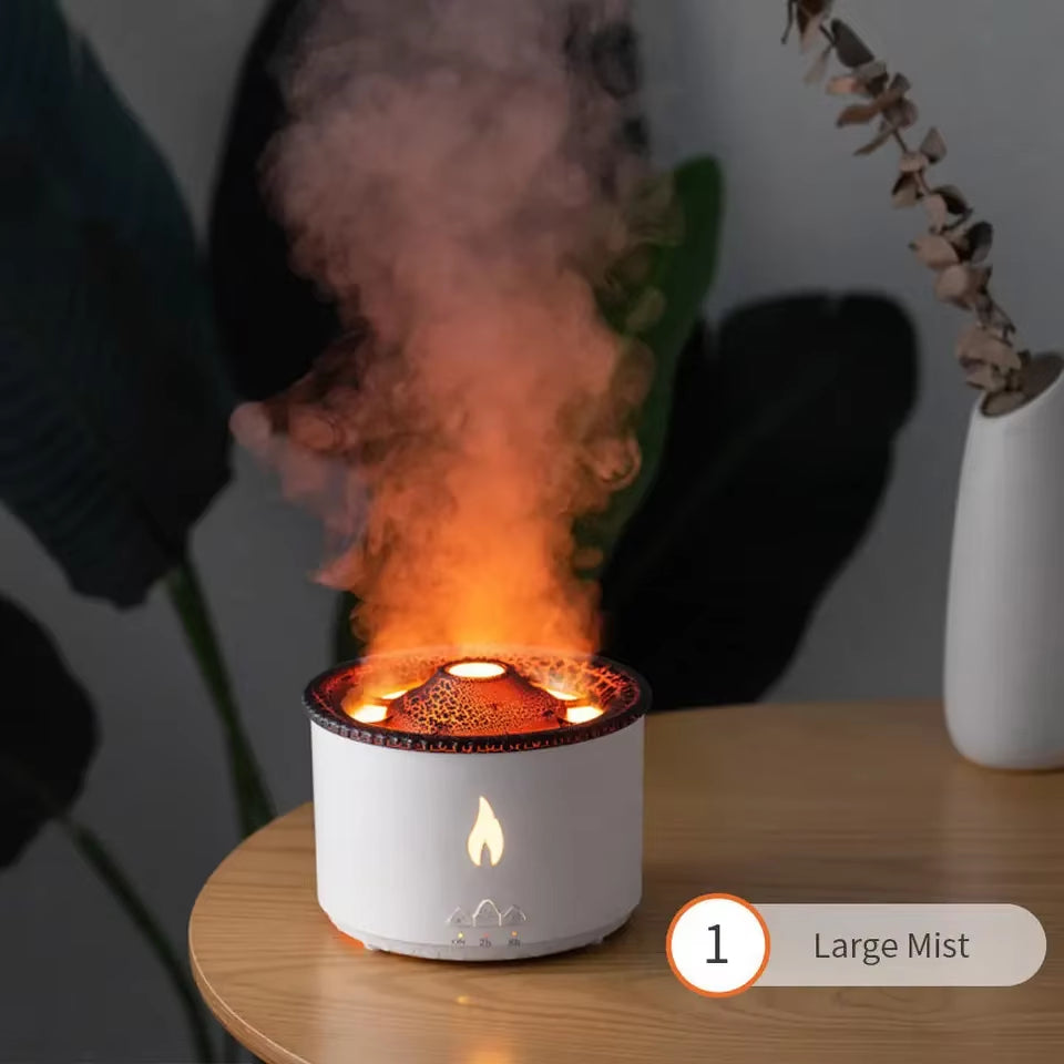 Volcano Fire Flame Air Humidifier Aroma Diffuser Essential Oil with Remote Control Jellyfish for Home Perfume Cool Mist Maker