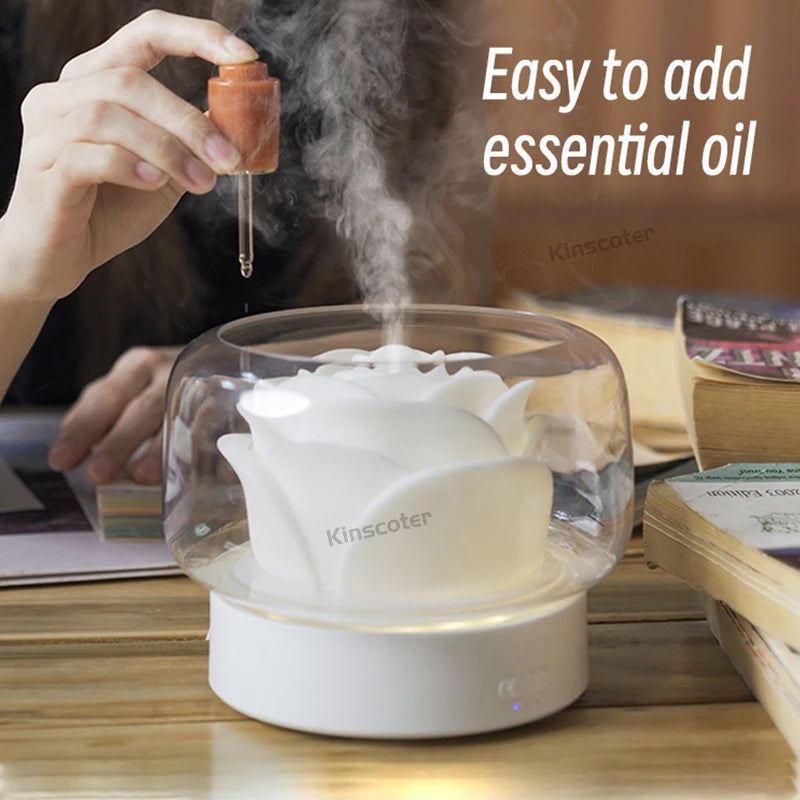 400Ml Flower Aroma Diffuser Electric Mist Maker Aromatherapy Essential Oil Air Humidifier for Holidays Gift
