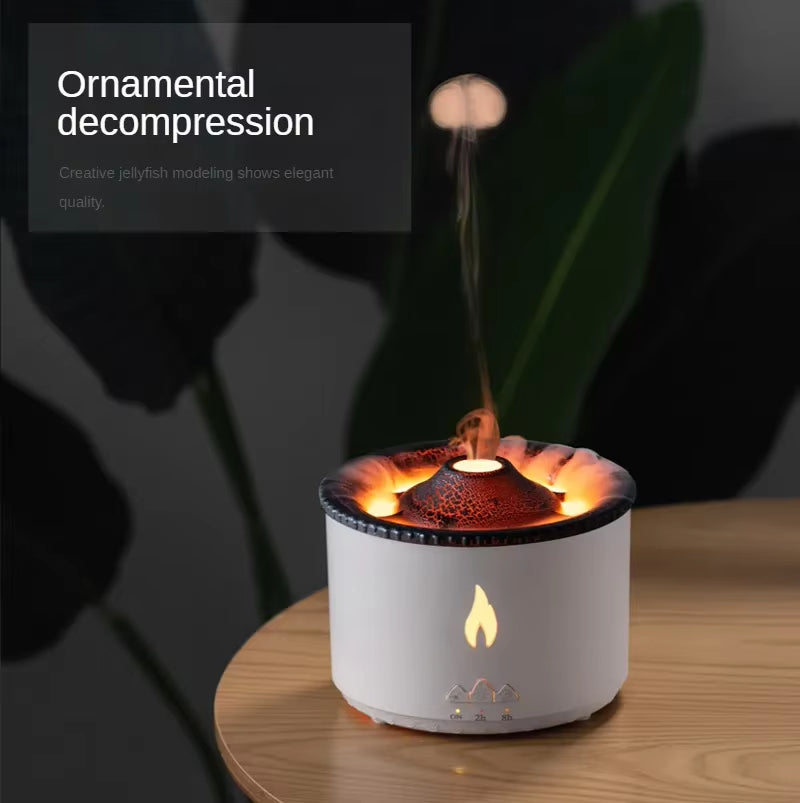 Volcano Fire Flame Air Humidifier Aroma Diffuser Essential Oil with Remote Control Jellyfish for Home Perfume Cool Mist Maker